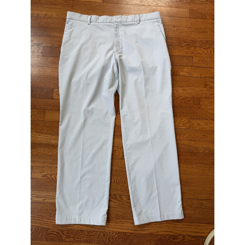 Nike Golf Dri-FIT Seersucker Striped Pants Mens 40x32 Grey White Performance Tap